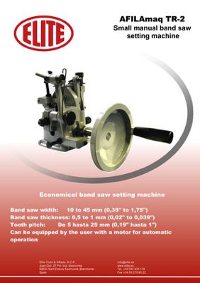 Manual band saw setting machine ELITE TR 2 leaflet